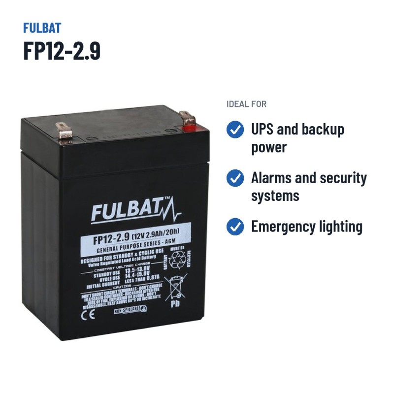 Stationärbatterie USV Fulbat FP12-2.9 12V 2.9Ah AGM