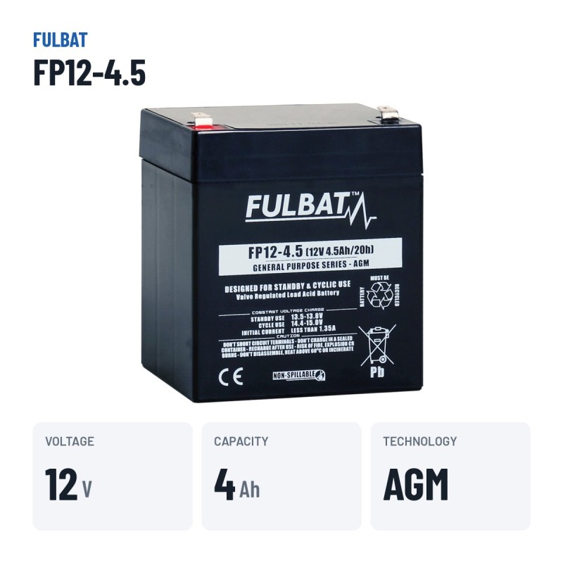 Stationary UPS battery Fulbat FP12-4.5 12V 4.5Ah AGM – key specs