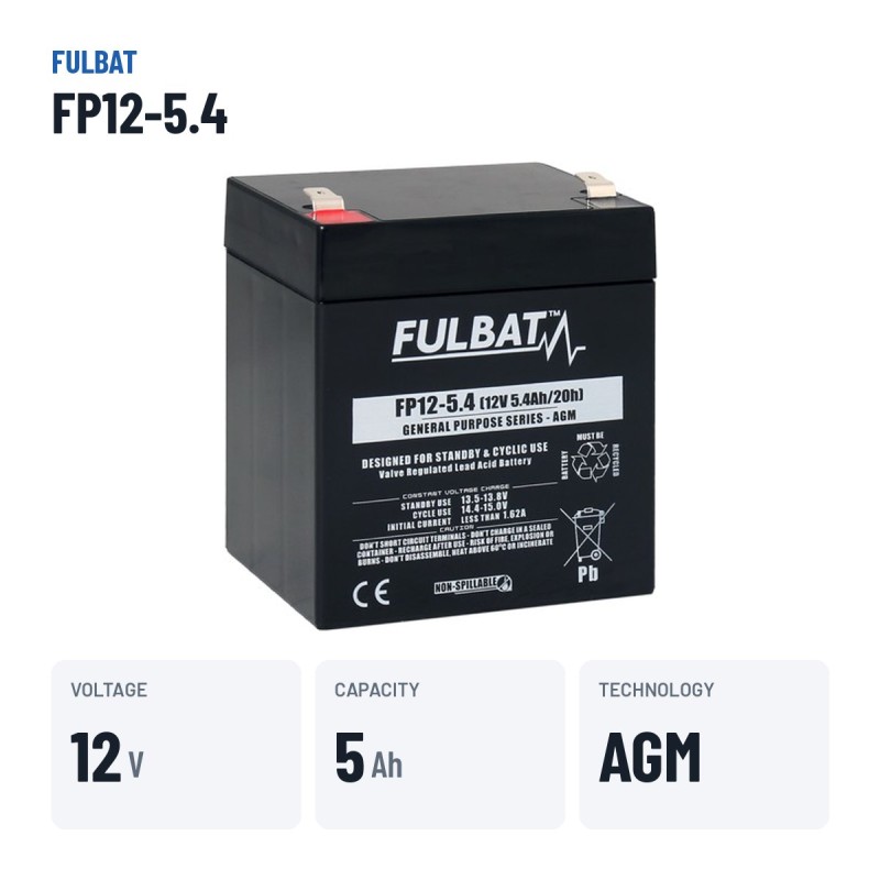Batteria stazionaria UPS Fulbat FP12-5.4 12V 5.4Ah AGM – dati principali