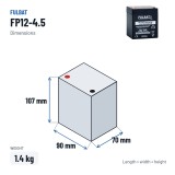 Stationary UPS battery Fulbat FP12-4.5 12V 4.5Ah AGM – dimensions 90 × 70 × 107 mm