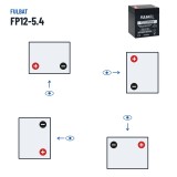 Batteria stazionaria UPS Fulbat FP12-5.4 12V 5.4Ah AGM – polarità (schema 1, + a sinistra)