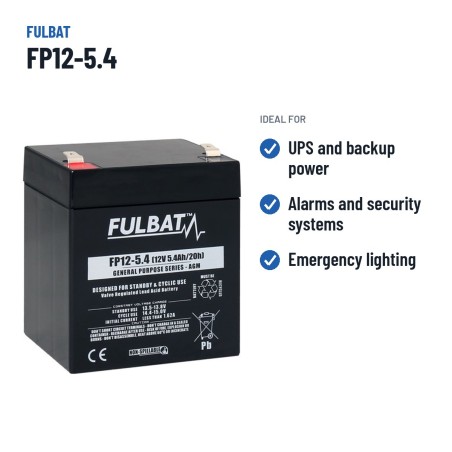 Batería estacionaria SAI/UPS Fulbat FP12-5.4 12V 5.4Ah AGM