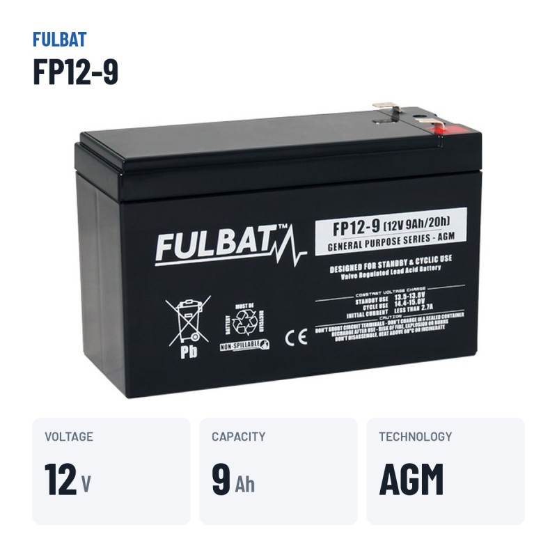 Batteria stazionaria UPS Fulbat FP12-9 12V 9Ah AGM – dati principali