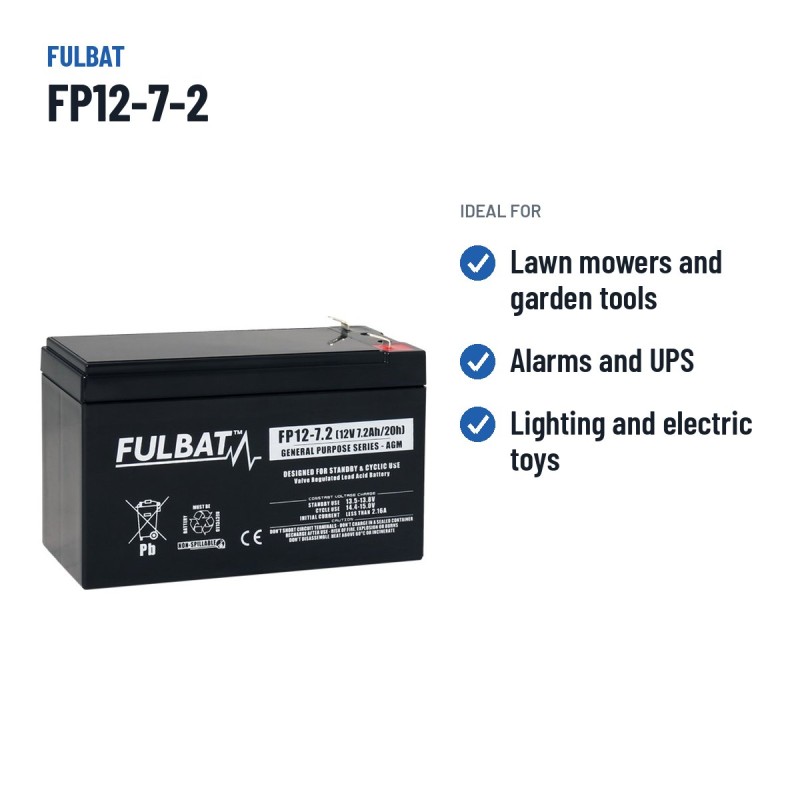 Batteria per rasaerba Fulbat FP12-7-2 12V 7.2Ah AGM – usi consigliati