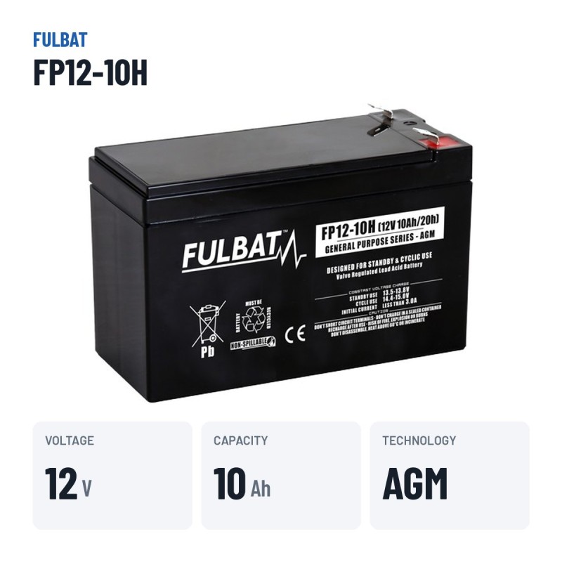 Batteria per rasaerba Fulbat FP12-10H 12V 10.5Ah AGM – dati principali