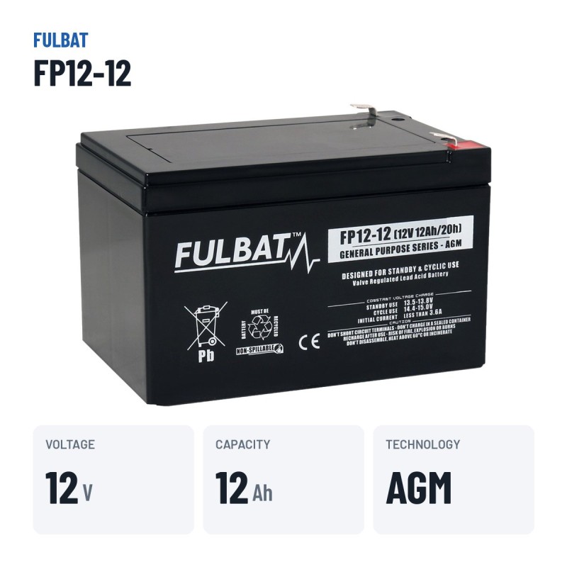 Batería de cortacésped Fulbat FP12-12 12V 12Ah AGM – datos clave