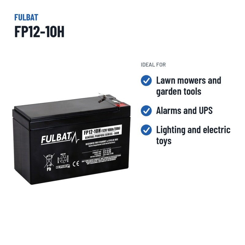Lawnmower battery Fulbat FP12-10H 12V 10.5Ah AGM – recommended uses