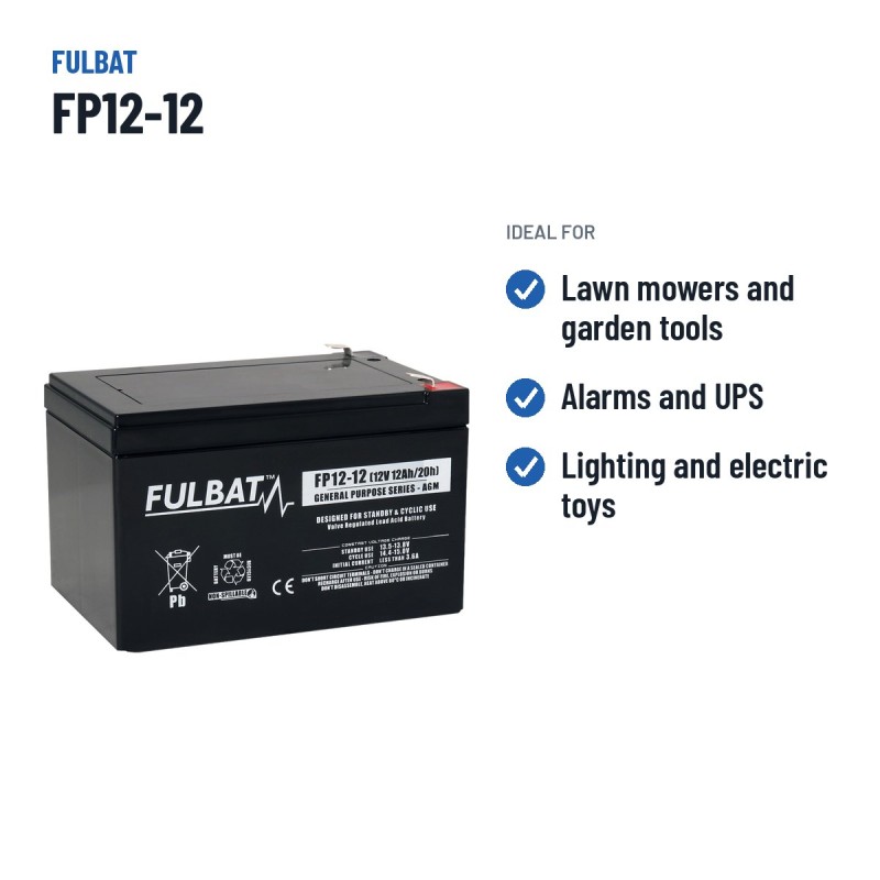Batería de cortacésped Fulbat FP12-12 12V 12Ah AGM – usos recomendados
