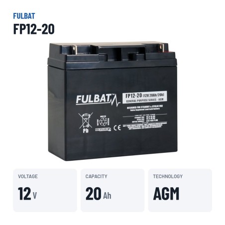 Stationary UPS battery Fulbat FP12-20 12V 20Ah AGM – key specs