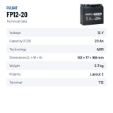 Stationärbatterie USV Fulbat FP12-20 12V 20Ah AGM – technische Daten