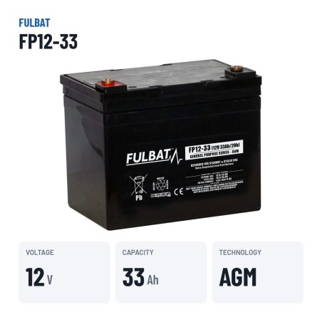 Stationärbatterie USV Fulbat FP12-33 12V 33Ah AGM – wichtigste Daten