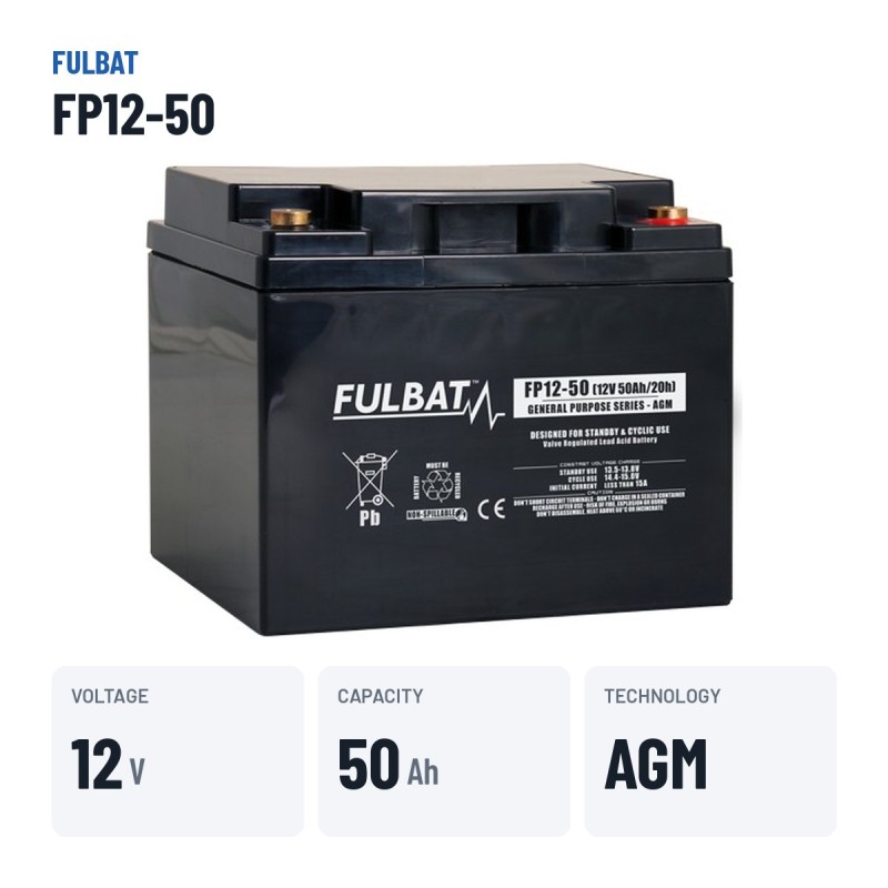 Batterie stationnaire onduleur Fulbat FP12-50 12V 50Ah AGM – caractéristiques clés