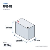 Bateria estacionária UPS Fulbat FP12-55 12V 55Ah AGM – medidas 257 × 132 × 200 mm