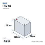 Bateria estacionária UPS Fulbat FP12-60 12V 60Ah AGM – medidas 229 × 138 × 211 mm
