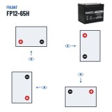 Bateria estacionária UPS Fulbat FP12-65H 12V 65Ah AGM – polaridade (esquema 1, + esquerda)