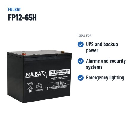 Bateria estacionária UPS Fulbat FP12-65H 12V 65Ah AGM – utilizações recomendadas