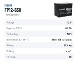Stationary UPS battery Fulbat FP12-65H 12V 65Ah AGM