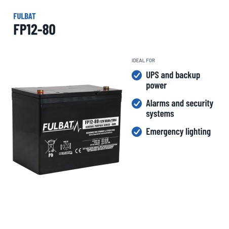 Stationary UPS battery Fulbat FP12-80 12V 80Ah AGM – recommended uses