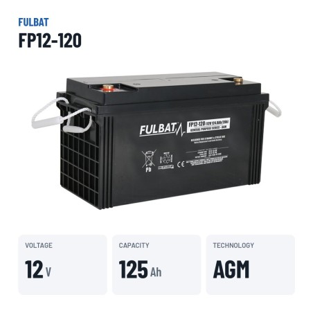 Bateria estacionária UPS Fulbat FP12-120 12V 124.8Ah AGM – dados principais