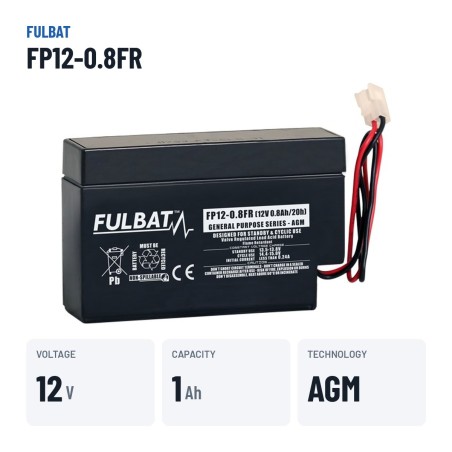 Bateria estacionária UPS Fulbat FP12-0.8FR 12V 0.8Ah AGM – dados principais