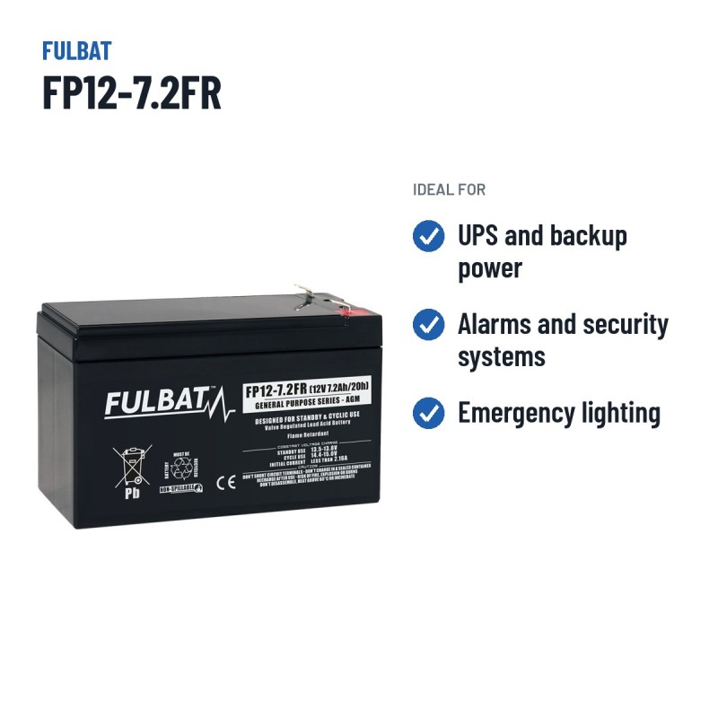 Stationary UPS battery Fulbat FP12-7.2FR 12V 7.2Ah AGM – recommended uses
