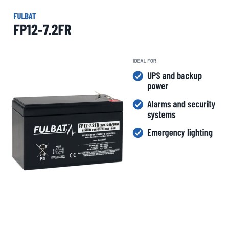 Batteria stazionaria UPS Fulbat FP12-7.2FR 12V 7.2Ah AGM – usi consigliati
