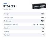 Batteria stazionaria UPS Fulbat FP12-2.3FR 12V 2.3Ah AGM – scheda tecnica