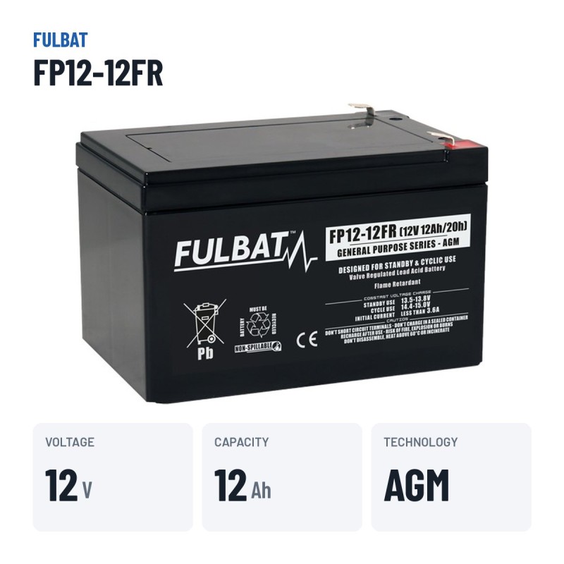 Batteria stazionaria UPS Fulbat FP12-12FR 12V 12Ah AGM – dati principali