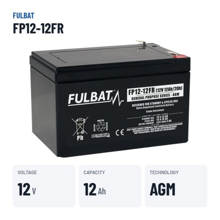 Bateria estacionária UPS Fulbat FP12-12FR 12V 12Ah AGM – dados principais