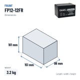 Bateria estacionária UPS Fulbat FP12-12FR 12V 12Ah AGM – medidas 151 × 98 × 101 mm