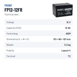 Batteria stazionaria UPS Fulbat FP12-12FR 12V 12Ah AGM – scheda tecnica