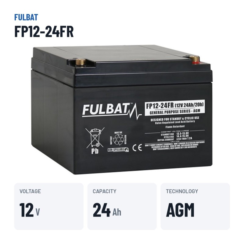 Batterie stationnaire onduleur Fulbat FP12-24FR 12V 24Ah AGM – caractéristiques clés