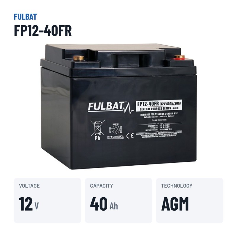 Batteria stazionaria UPS Fulbat FP12-40FR 12V 40Ah AGM – dati principali