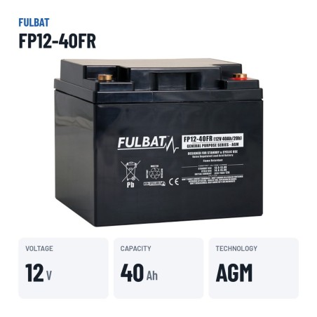 Batteria stazionaria UPS Fulbat FP12-40FR 12V 40Ah AGM – dati principali