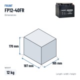 Stationärbatterie USV Fulbat FP12-40FR 12V 40Ah AGM – Abmessungen 197 × 165 × 170 mm