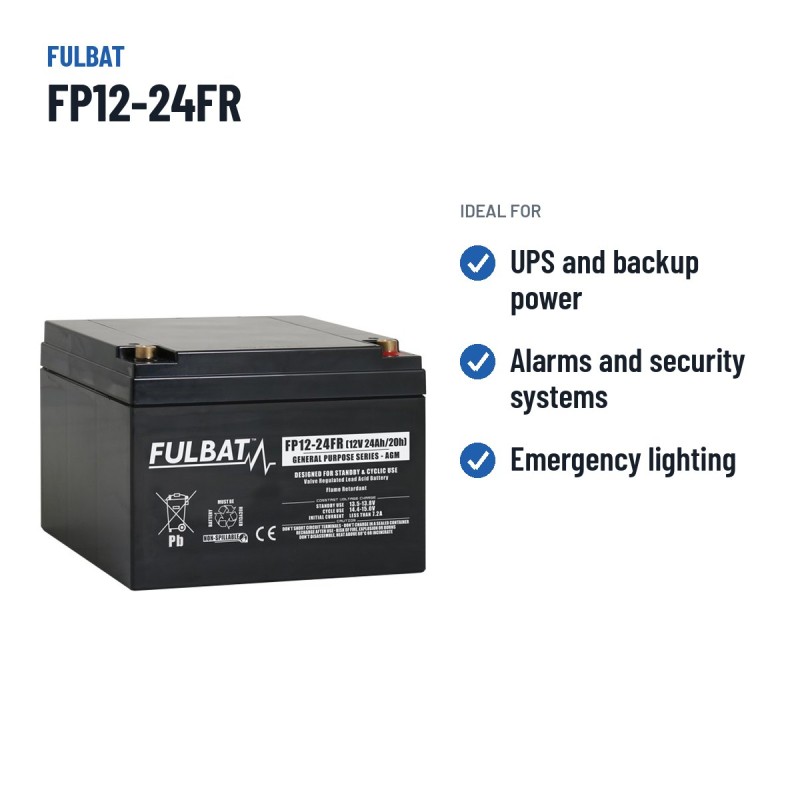 Batteria stazionaria UPS Fulbat FP12-24FR 12V 24Ah AGM – usi consigliati