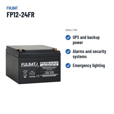 Batería estacionaria SAI/UPS Fulbat FP12-24FR 12V 24Ah AGM – usos recomendados