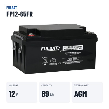 Bateria estacionária UPS Fulbat FP12-65FR 12V 69Ah AGM – dados principais