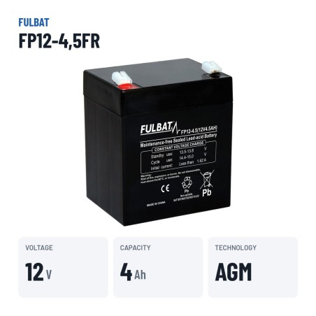 Batería de cortacésped Fulbat FP12-4,5FR 12V 4.5Ah AGM – datos clave