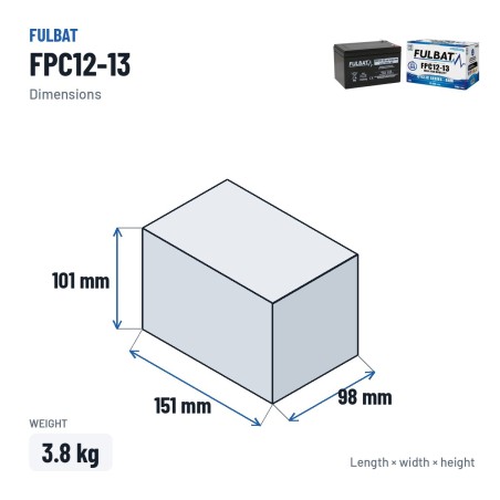 Bateria de scooter de mobilidade Fulbat FPC12-13 12V 13.9Ah AGM