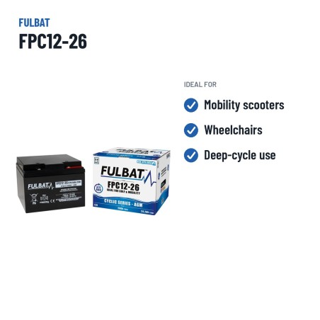 Batterie scooter de mobilité Fulbat FPC12-26 12V 26Ah AGM – utilisations recommandées