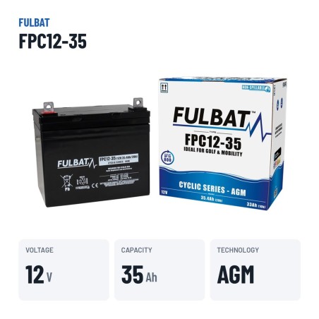 Batteria per scooter di mobilità Fulbat FPC12-35 12V 35.4Ah AGM – dati principali