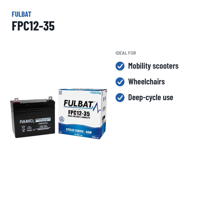Batteria per scooter di mobilità Fulbat FPC12-35 12V 35.4Ah AGM – usi consigliati