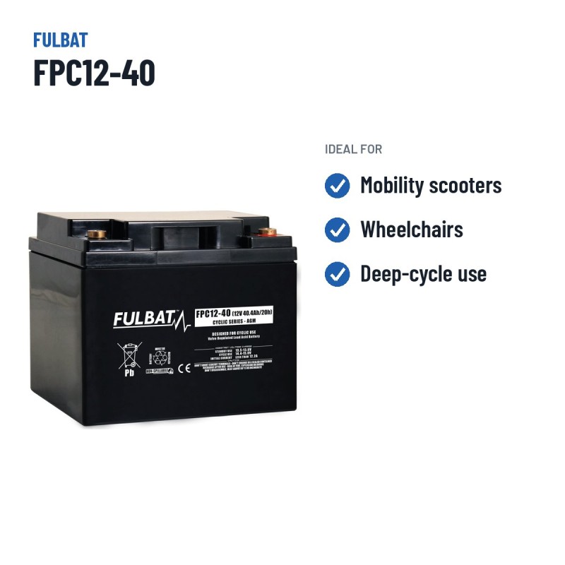 Batterie scooter de mobilité Fulbat FPC12-40 12V 40.8Ah AGM – utilisations recommandées