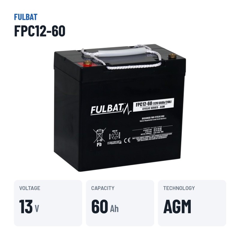 Batteria per scooter di mobilità Fulbat FPC12-60 13V 60Ah AGM – dati principali
