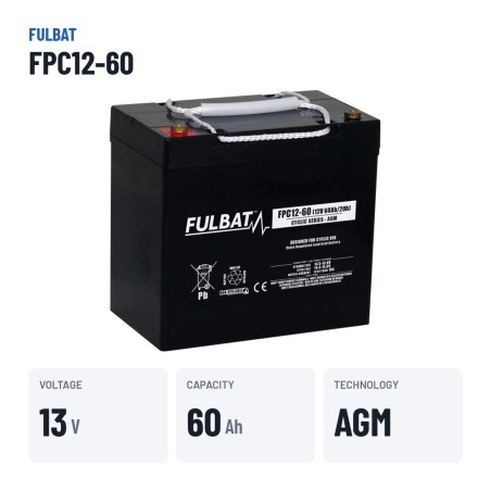 Batteria per scooter di mobilità Fulbat FPC12-60 13V 60Ah AGM – dati principali