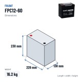 Bateria de scooter de mobilidade Fulbat FPC12-60 13V 60Ah AGM – medidas 229 × 138 × 230 mm
