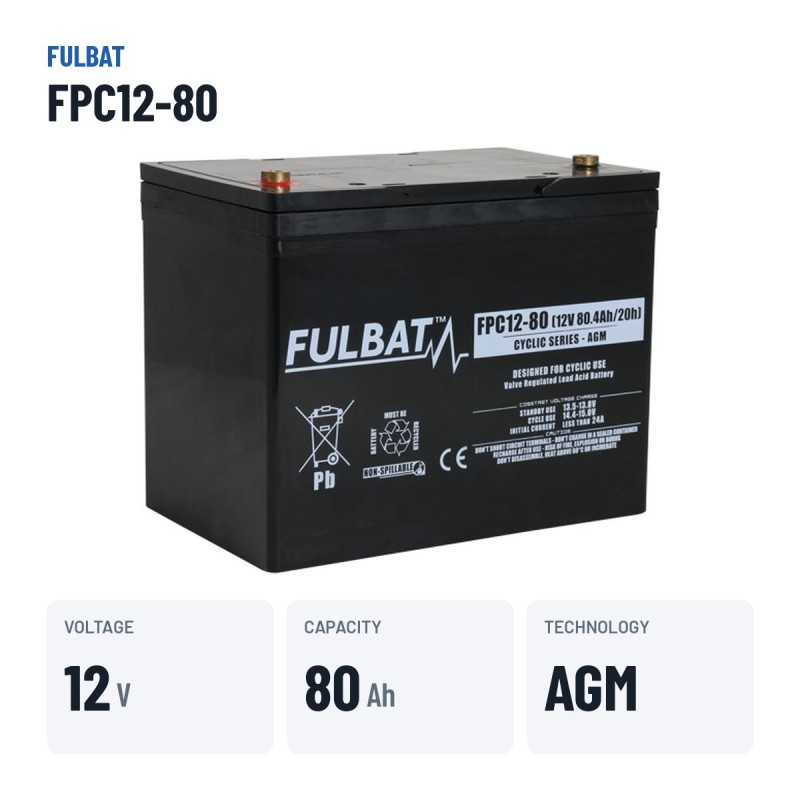 Batterie für Mobilitätsscooter Fulbat FPC12-80 12V 80.4Ah AGM – wichtigste Daten