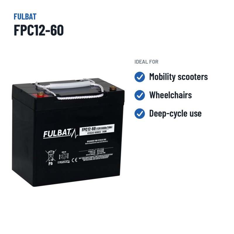 Batteria per scooter di mobilità Fulbat FPC12-60 13V 60Ah AGM – usi consigliati
