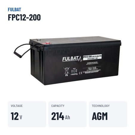Batería de scooter de movilidad Fulbat FPC12-200 12V 214.4Ah AGM – datos clave